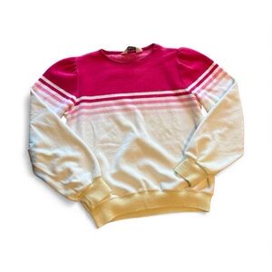 Vintage 80s Panache Pink Striped Sweatshirt Pullover Canada Made Retro